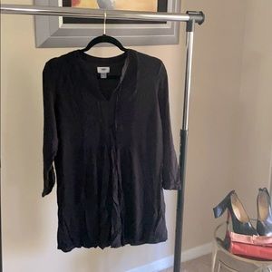 Black Flowy Mini Dress Deep V